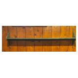 Vintage Long Green Wooden Wall Shelf
