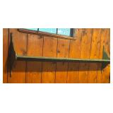 Vintage Long Green Wooden Wall Shelf