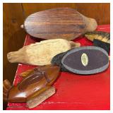 Collection of 5 Carved Wooden Animal Figures - Fish, Ducks, and Goose