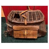 Vintage Fishing Tackle Collection with Fishing Creel and Accessories