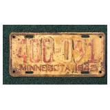 Three Vintage Minnesota License Plates including a 1928 Antique Minnesota License Plate