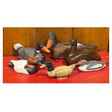 Collection of 6 Hand-Carved Wooden Duck Decoys