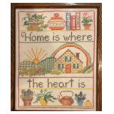 Vintage "Home is Where the Heart Is" Needlepoint Sampler