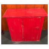 Vintage Red Primitive Painted Wooden Cabinet