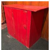 Vintage Red Primitive Painted Wooden Cabinet
