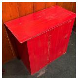 Vintage Red Primitive Painted Wooden Cabinet