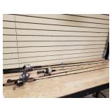 5 fishing rods and 4 with reels