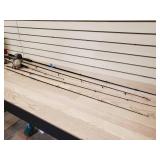 5 fishing rods and 4 with reels