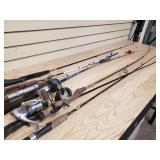 8 fishing rods & 3 with reels
