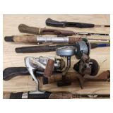 8 fishing rods & 3 with reels