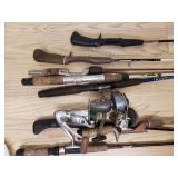 8 fishing rods & 3 with reels