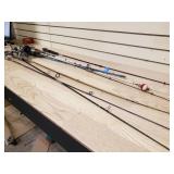 8 fishing rods & 3 with reels