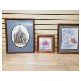 3 wooden framed pictures / decor