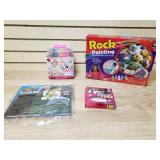 Rock painting, scratch off surprise stickers, create-a-nail decals, velvet coloring book