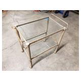 Metal cart with glass shelves