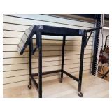 Metal rolling cart with folding side shelves