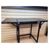 Metal rolling cart with folding side shelves