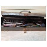 Metal tool box with tools