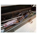 Metal tool box with tools