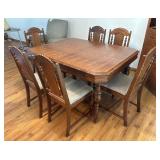 Distinctive Vintage Victorian Renaissance Dining Room Table with Six Sensational Chairs