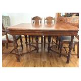 Distinctive Vintage Victorian Renaissance Dining Room Table with Six Sensational Chairs