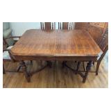 Distinctive Vintage Victorian Renaissance Dining Room Table with Six Sensational Chairs