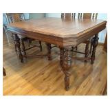 Distinctive Vintage Victorian Renaissance Dining Room Table with Six Sensational Chairs