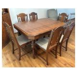 Distinctive Vintage Victorian Renaissance Dining Room Table with Six Sensational Chairs