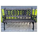 Outdoor Metal and Wood Garden Bench with Lattice Back
