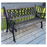 Outdoor Metal and Wood Garden Bench with Lattice Back