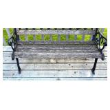 Outdoor Metal and Wood Garden Bench with Lattice Back