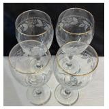 Set of Elegant Libbey Frosted Holly Stemware