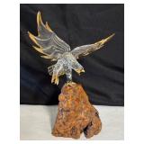 Glass Baron Eagle with 22K Gold Accented on Burled Wood Base
