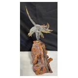 Glass Baron Eagle with 22K Gold Accented on Burled Wood Base