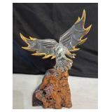 Glass Baron Eagle with 22K Gold Accented on Burled Wood Base