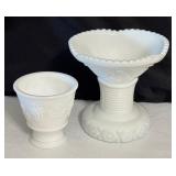 Vintage Milk Glass Compote and Candy Dish Set including Vintage West Moreland Milk Glass