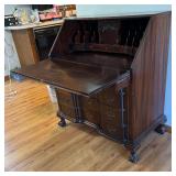 Antique Wooden Secretary Desk with Fold-Down Writing Surface / Antique Mahogany Writing Desk / Secretary Desk Cabinet