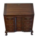Antique Wooden Secretary Desk with Fold-Down Writing Surface / Antique Mahogany Writing Desk / Secretary Desk Cabinet