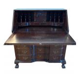 Antique Wooden Secretary Desk with Fold-Down Writing Surface / Antique Mahogany Writing Desk / Secretary Desk Cabinet