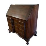 Antique Wooden Secretary Desk with Fold-Down Writing Surface / Antique Mahogany Writing Desk / Secretary Desk Cabinet