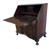 Antique Wooden Secretary Desk with Fold-Down Writing Surface / Antique Mahogany Writing Desk / Secretary Desk Cabinet