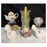 Decor and More including Dove Figurines, Teapot Trinket Box, Candle Holders and More!