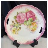 Pretty Pretty Pink Open Handle Vintage Floral Cake Plates