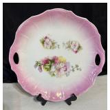 Pretty Pretty Pink Open Handle Vintage Floral Cake Plates