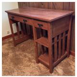 Mission Style Arts and Crafts Writing Desk with Bookshelves