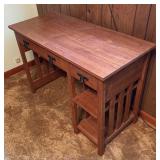 Mission Style Arts and Crafts Writing Desk with Bookshelves