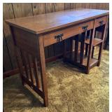 Mission Style Arts and Crafts Writing Desk with Bookshelves