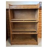 Vintage Oak Barrister Bookcase with Leaded Glass