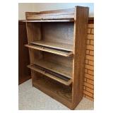 Vintage Oak Barrister Bookcase with Leaded Glass
