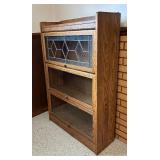 Vintage Oak Barrister Bookcase with Leaded Glass
